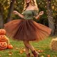 thumbnail image 6 of OIOLOYJM Tutu for Women Adults Halloween Happy Ballet Multi-Layer Tulle Skirt Christmas Performance Non See-Through Fluffy Holiday Party Dress Brown 1 US-XS, 6 of 6