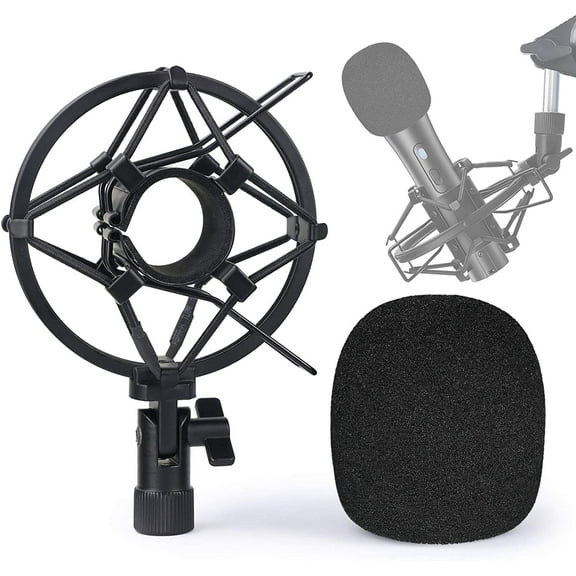 SUNMON ATR2100x-USB Mic Shock Mount Holder with Foam Windscreen for Absorbe Vibration and Noise, Pop Filter Suitable for ATR2100x-USB, ATR2100-USB Dynamic Microphone