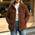 thumbnail image 4 of Lmueinov Womens Corduroy Puffer Jacket Outdoor Stand Collar Button Down Quilted Coats Fall Winter Casual Warm Outerwear Coat with Pockets, 4 of 5