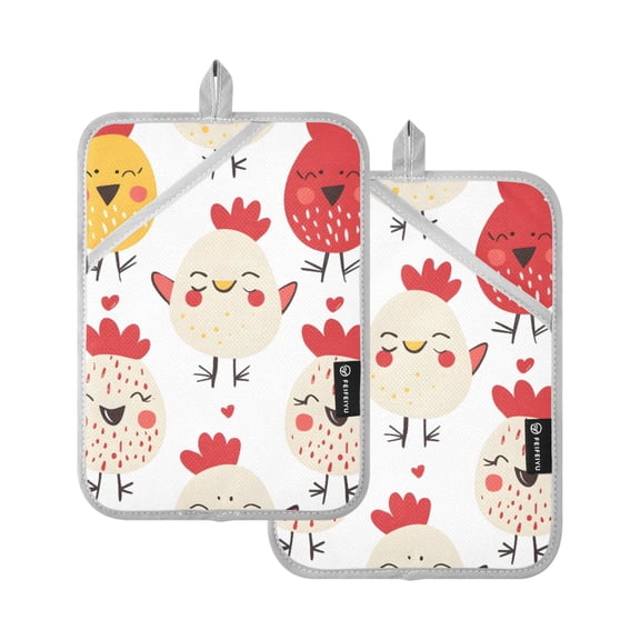 Cute Chicken Face Oven Mitts 2 Pcs Pot Holders Sets Heat Resistant for Kitchen Cooking Baking 7"x9.8"