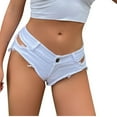 thumbnail image 3 of AGWOLF Women's Denim Shorts Summer Casual Slim Fit Low Rise Mini Hot Pants Y2k Stretch Cutout Jean Shorts Clubwear, 3 of 10