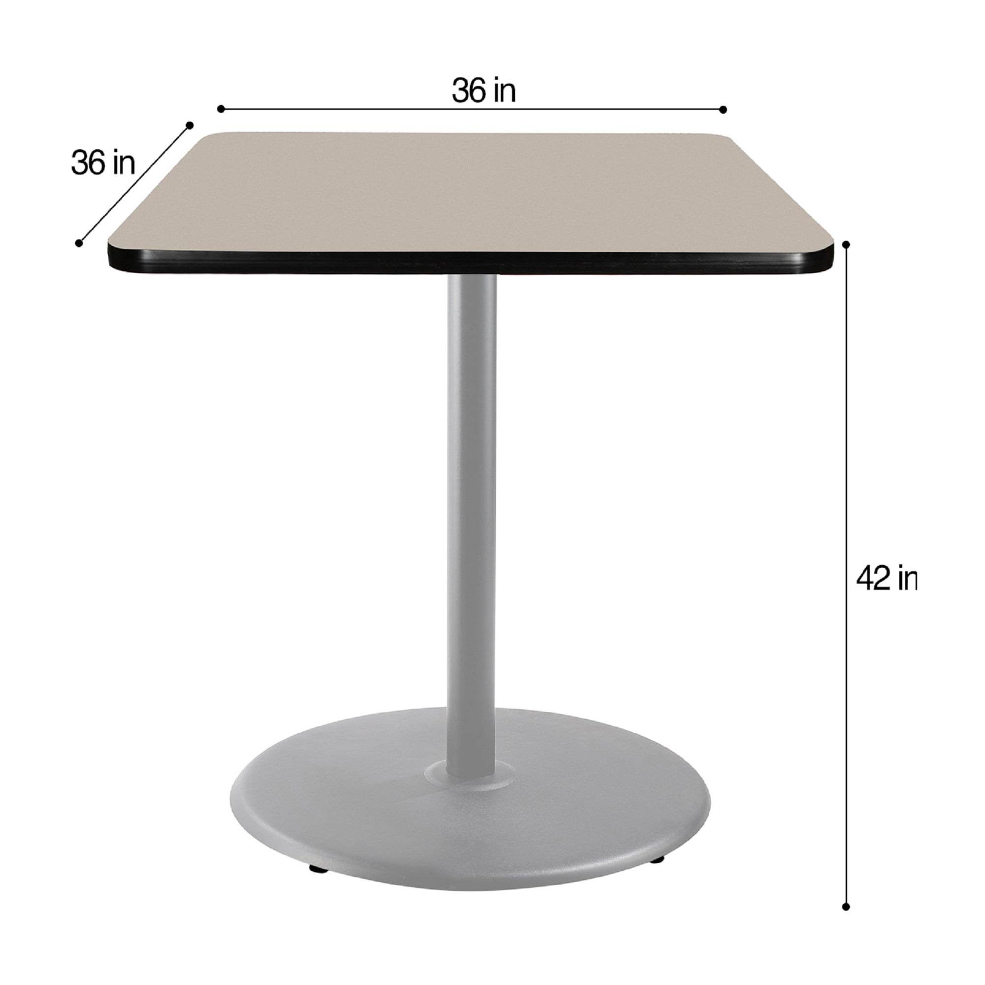 Hampden Furnishings Bennet Collection Steel Frame 36" Square Top, Round Base, 42" Height, Cafe Table Grey Frame/Grey Nebula Top