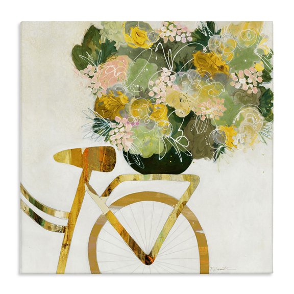 Stupell Industries Modern Yellow Floral Bouquet on Bicycle Canvas Art, 17 x 17, by Ruth Fromstein