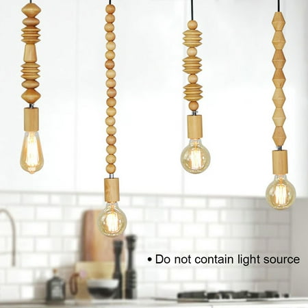

Farfi E27 Modern Solid Wood Bead Chain Hanging Suspension Cord for Pendant Lights