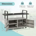 thumbnail image 3 of Costway Outdoor Bar Cart with Tempered Glass Top Storage Cabinet & 8 Hooks for Porch Gray, 3 of 10