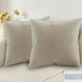 thumbnail image 4 of LYCAQL Pack of 2 Decorative Outdoor Solid Waterproof Throw Pillow Covers flax Linen Garden Farmhouse Cushion Cases for Patio Tent Balcony Couch Sofa 15.7x15.7 inch, 4 of 5