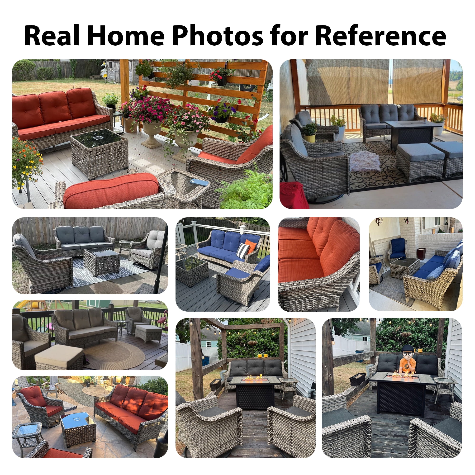 Vcatnet 4 Pieces Patio Outdoor Conversation Set High Back Wicker Rattan Furniture Outdoor Sectionals with Coffee Table, Black