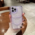 thumbnail image 2 of Compatible with iPhone 12 Clear 3D Cartoon Cute Bear Fashion Design for Women Teen Girls Camera Protect Lovely Animal Shockproof Protective Phone Case-Purple, 2 of 16