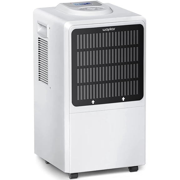Waykar Commercial Dehumidifier 130 Pint, with Drain Hose for Crawl Spaces, Large Basements Whole house Moisture Remove, Compact, Portable, Auto Defrost, Memory Starting