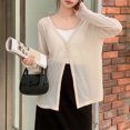 thumbnail image 2 of Women's Lightweight V Neck Button Down Cardigan Sweater For Casual Outfit With Long Sleeves Thin Sweater Cardigan Open Neck Sweater Womens plus Size Extra Large Sweaters Womens Sweaters Stylish Pearl, 2 of 5