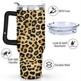 thumbnail image 3 of 40oz Fashion Leopard Pattern Stainless Steel Flip Straw Tumbler Spill Proof Travel Cup Double Wall Vacuum Insulated Coffee Mug with Top Handle, 3 of 6