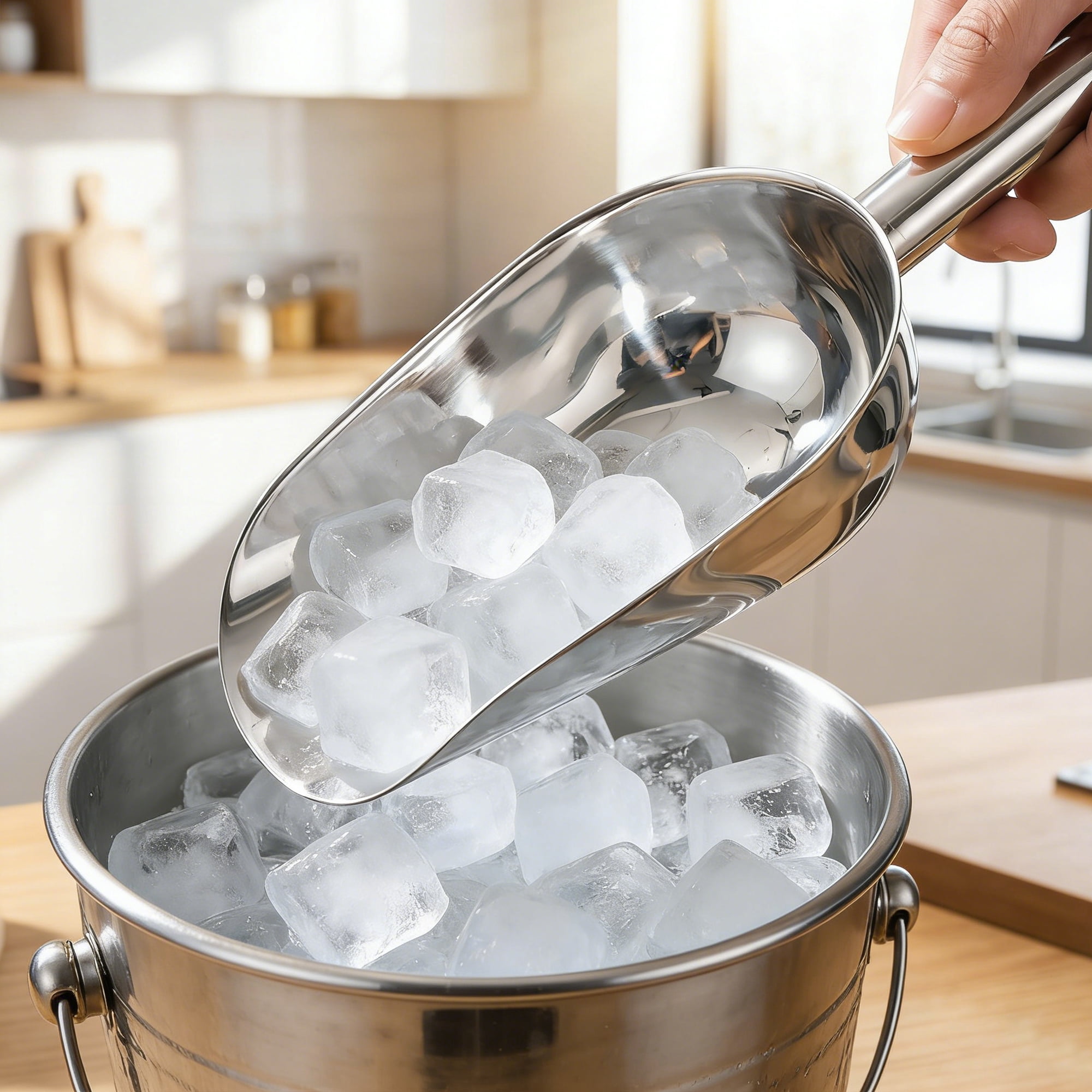 Unique Bargains 1Pcs Easy Clean Stainless Steel Ice Scoop Silver 11.4*5.1inch