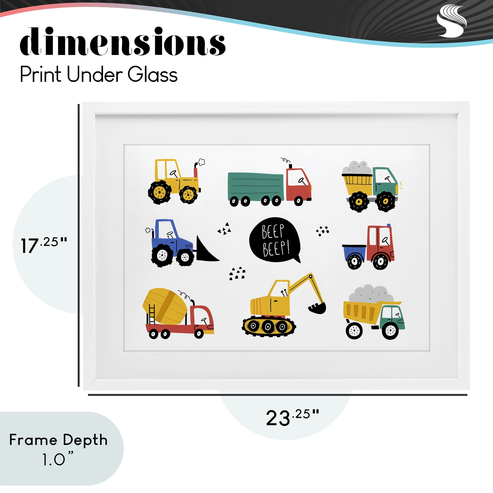 Stupell Industries Beep Construction Vehicles White Framed Print Under Glass, design by Creative Studio