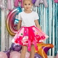 thumbnail image 4 of KkSLirnhs 2-4 Years Girls' Cute Bubble Mini Skirt with Fluffy Tulle Layers for Summer Lightweight Rainbow Sequin Sparkling Tutu Dancing Mesh Skirt Pink, 4 of 6