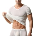 thumbnail image 4 of COSFO Short Sleeve Men's T-Shirts Summer White Undershirts Quick Dry Workout Pullover V Neck Relaxed Fit Mens Classic T-Shirt, 4 of 5