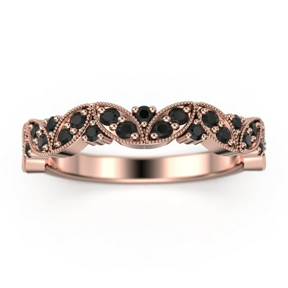 Radhe2 Black Diamond Moissanite Wedding Ring 10K rose gold