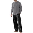 thumbnail image 2 of Maqroz Men's Summer 2-Piece Long Sleeve Button Down Top with Wide Leg Trousers Casual Business Wear Office Smart Relaxed Coordinated Lightweight Outfit with Pockets, 2 of 5