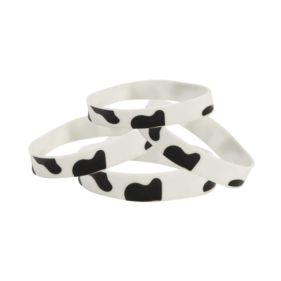 Rubber Cow Print Bracelets - Jewelry - 12 Pieces