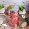 thumbnail image 3 of Beach Theme and Tropical Luau Party Glass Toucan Bird and Tiki Pole Mason Jar Cups Set of 3, 3 of 6