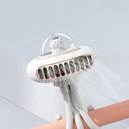 

ALSLIAO Stroller Fan Rechargeable Portable Folding Fan 12 Hours Handheld Clip-On Fan White