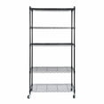 thumbnail image 4 of 2PCS 5-Tier Shelves Wire Unit Rack Storage Rolling with 4 Wheel Casters Indoor, 4 of 10