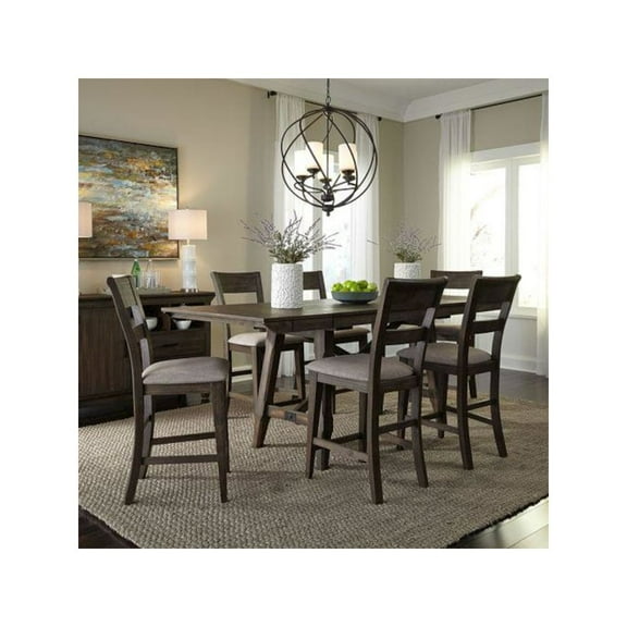 Liberty Furniture Industies, INC Double Bridge 7 Piece Gathering Table Set in Dark Chestnut