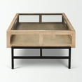 thumbnail image 3 of Arelius Rectangular Light Brown Wood Black Metal Base Display Coffee Table, 3 of 6