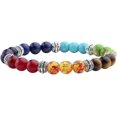 thumbnail image 1 of Pulsera de cuentas de piedras preciosas de cristal de 7 chakras para curación para mujer, pulsera elástica con cuentas de la suerte con equilibrio de reiki y yoga de piedra natural para meditación Mar, 1 of 5