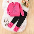 thumbnail image 2 of TOWED22 Girls Fall Outfits Long Sleeve Shirts Cute Graphic Outfit Pants Set Baby Toddler Girl Clothes,Hot Pink,3-4 Y, 2 of 7