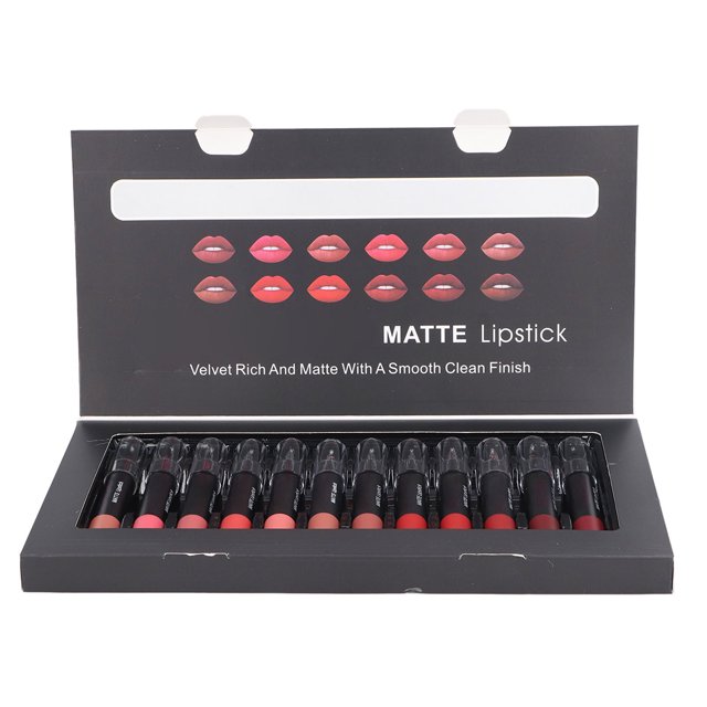 Lipstick Set, Lipstick Makeup Set 12 Colors 16 Hours Stay High Pigment for Daily Makeup
