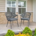 thumbnail image 5 of Nuu Garden 2 Piece Outdoor Aluminum Chair Set, Woven Rope Conversation Chairs with Seat Cushions, Dark Gray, 5 of 10