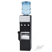 SOOPYK 3 in 1 Water Cooler Dispenser with Ice Maker, Hot Cold Room Temp Water and Bullet Ice, Top Loading 3 - 5 Gallon, 27 Lbs per 24H , Night Light, Black
