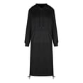 thumbnail image 3 of Women's Casual Loose Hoodie Maxi Dress with Pocket - Sweatshirt Dress, Drawstring Hood, Side Slit, Suitable for Fall/Winter, S-XXXXXL, 3 of 4