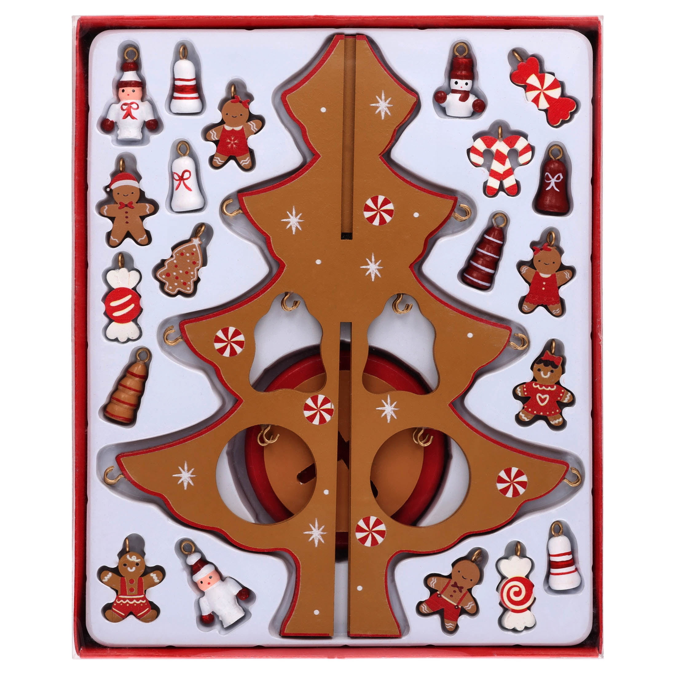 Mini Wood Gingerbread Tree with Ornaments Christmas Decoration, Multicolor, 9.3", by Holiday Time