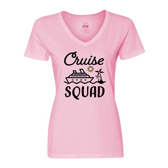 Inktastic Cruise Squad with Vector Cruise Ship and Palm Trees Women's V-Neck T-Shirt