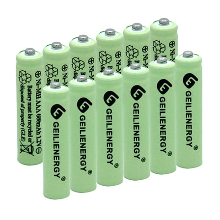AAA Rechargeable Batteries (12 Pack) 600mAh Pre-Charged 1.2V Long-Lasting Ni-MH Triple aaa Batteries
