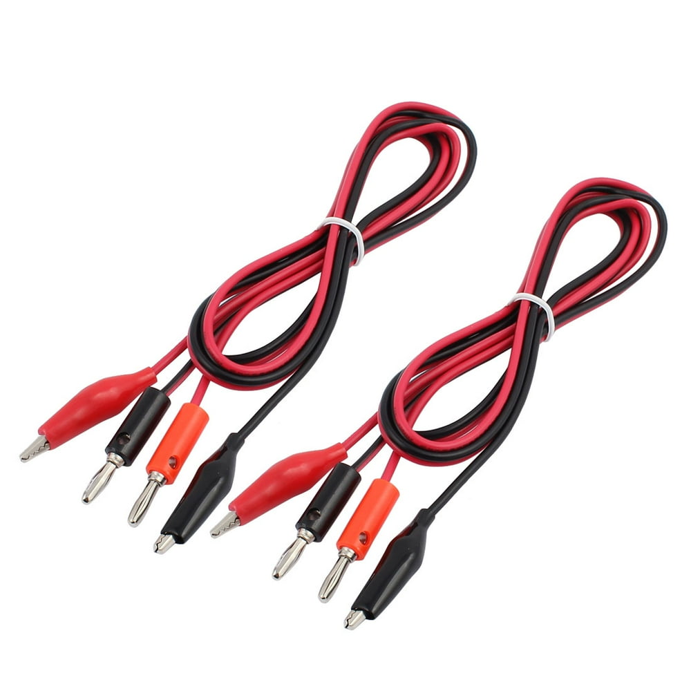 2 Pairs Alligator to Banana Connector Cable Jumper Wire Test Leads 1.2m