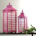 thumbnail image 3 of Set of 2 L'Eau de Fleur Distressed Pink Fir Wood Pillar Candle Lanterns 28", 3 of 3