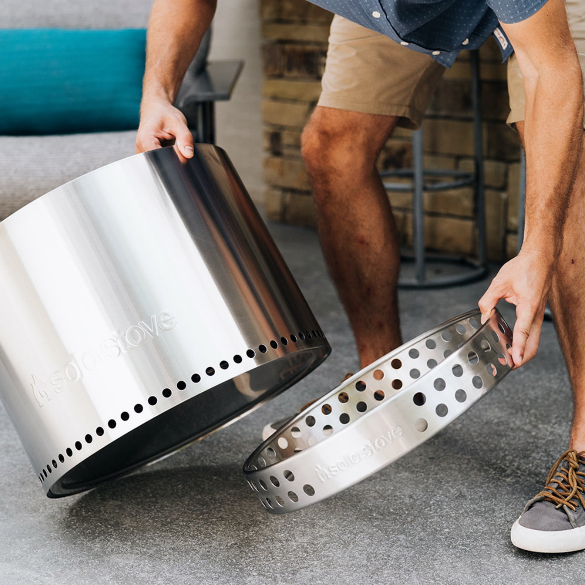 Solo Stove Bonfire 2.0 with Stand, Smokeless Fire Pit | Wood Burning Fireplaces W/ Removable Ash Pan, Portable Outdoor Firepit - for Camping, Stainless Steel, H: 16.75 in x Dia: 19.5 in, 25.1 lbs