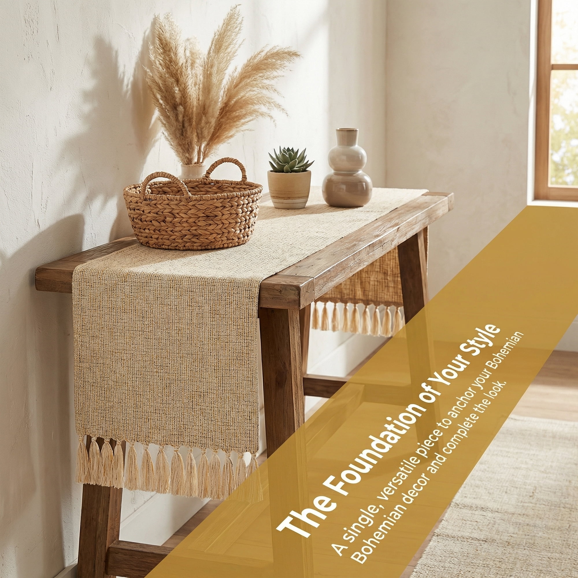 Unique Bargains Washable Polyester Table Runner for Birthday Decorations Beige 13"x78.7"