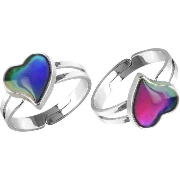2Pcs/4Pcs Mood Ring Heart Shaped Changing Color Emotion Feeling Finger Ring