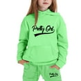 thumbnail image 2 of Bysome Toddler Girls Outfit Set Winter Hoodie Joggers Comfy Casual Kids With Stylish Print For To Teen Long Sleeve Crew Neck Cute Print Girl 2 Pieces Clothes Set Green Size 10-11 Years, 2 of 3