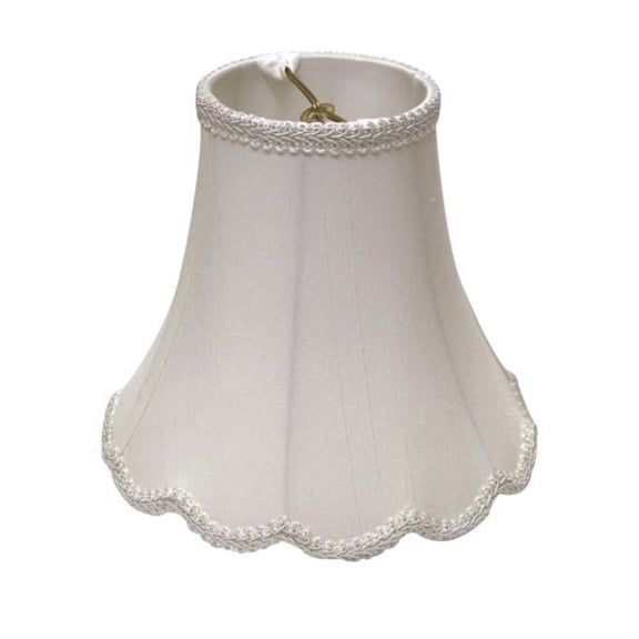 14 in. Slanted Scallop Bell Monay Shantung Lampshade, White