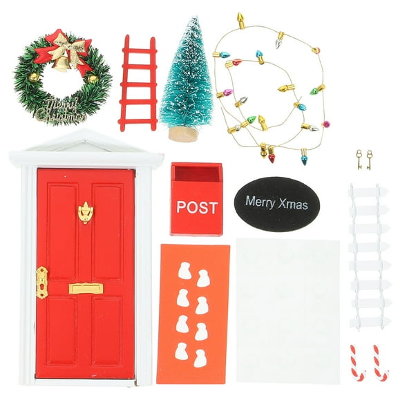 GOOHOCHY  Mini Door Decoration Dollhouse Flower Wreath Accessories Christmas