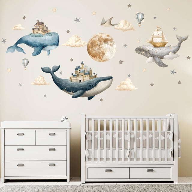 Adhesivo de pared HJKlove Under The Sea Whales Ocean World