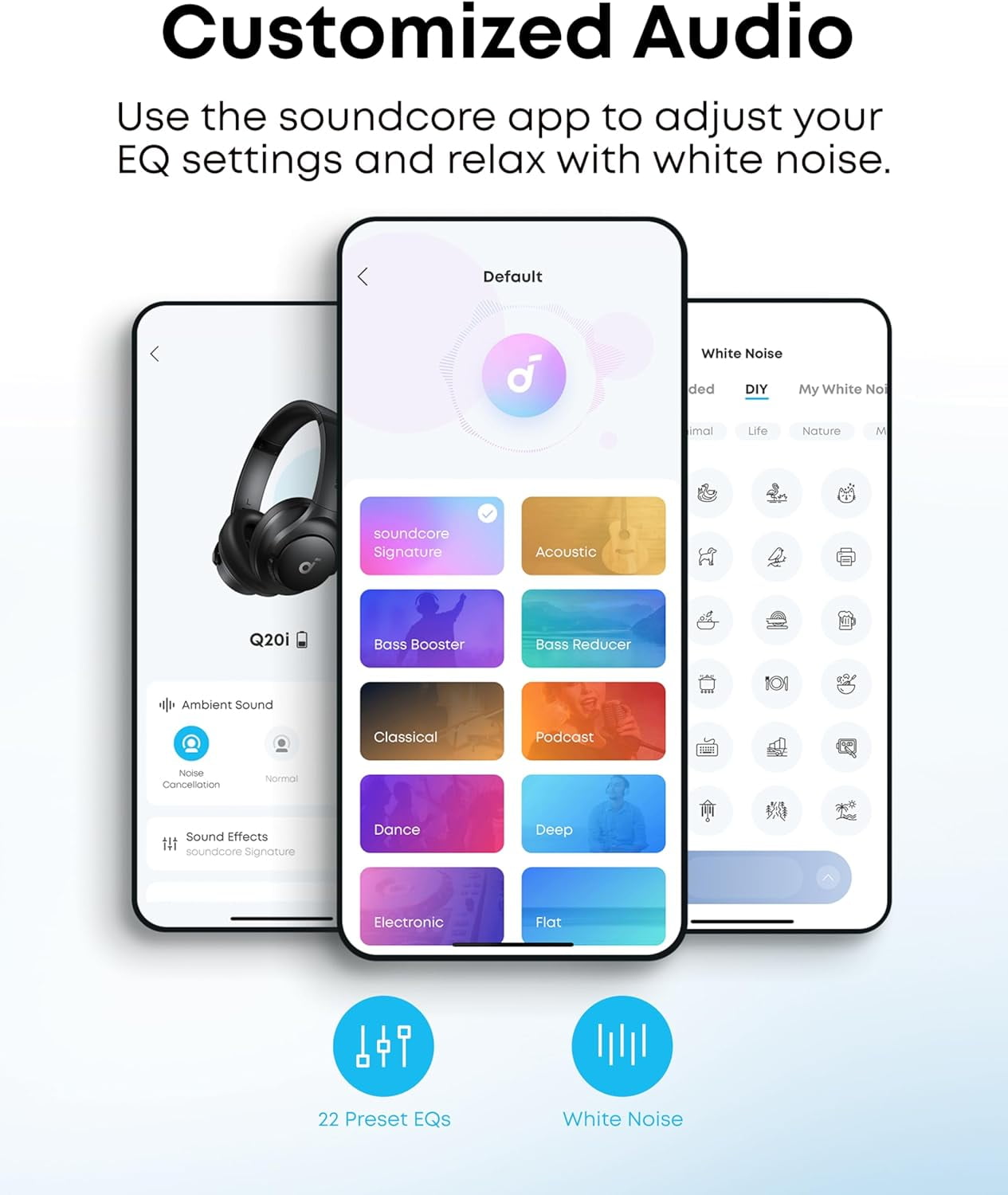 Restored Like New Soundcore by Anker Q20i Hybrid Active Noise Cancelling Headphones, Wireless Over-Ear Bluetooth, 40H Long ANC Playtime, Hi-Res Audio, Big Bass, Customize via an App (Refurbished)