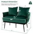 thumbnail image 3 of Costway Modern Loveseat Sofa Upholstered Dutch Velvet Couch with Woven Back & Arms Green, 3 of 10