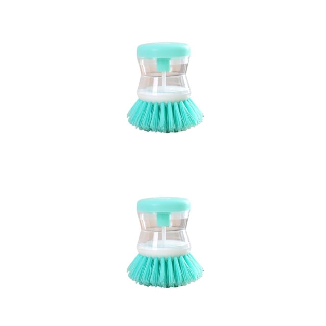 Inteprter Utensilios de cocina Cepillo Antideslizante Cabello Ergonómico Sartén Olla Tazón Cepillos de limpieza Herramienta con dispensador de Verde 2Conjunto