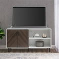 thumbnail image 3 of Hampton 58" Bookmatch Asymmetrical TV Stand in Ash Brown Bookmatch/Solid White, 3 of 5
