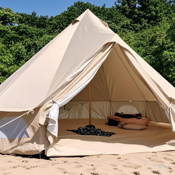 4m 4-6 Person 4 Season Waterproof Cotton Canvas Yurt Camping Tent with Galvanized Steel Frame